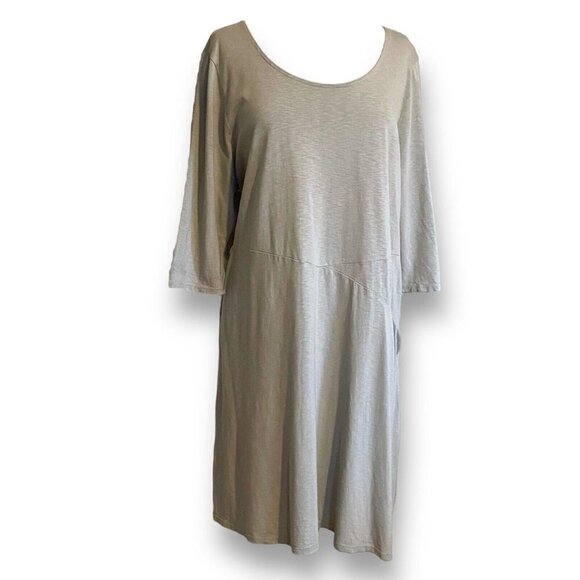 J Jill purejill Womens Easy Knit Seamed Dress XL Sage Green Cotton Modal Coastal - Picture 5 of 7